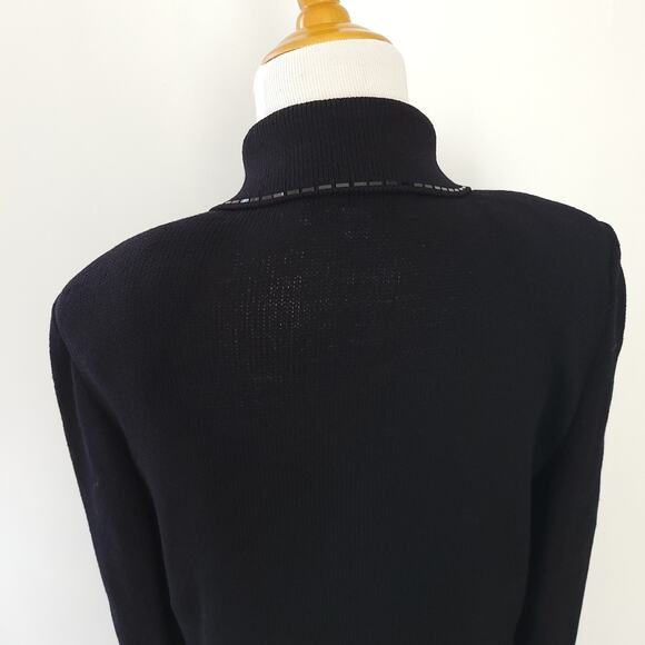 Vintage St. John Santana Knit Twinset Pailette Black Tank Cardigan Multi Sizes - Picture 5 of 16